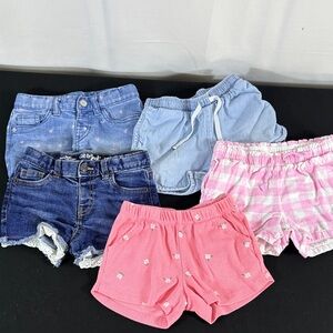 Cat & Jack Girls Shorts Bundle - Blue, Light Blue, Pink, Denim